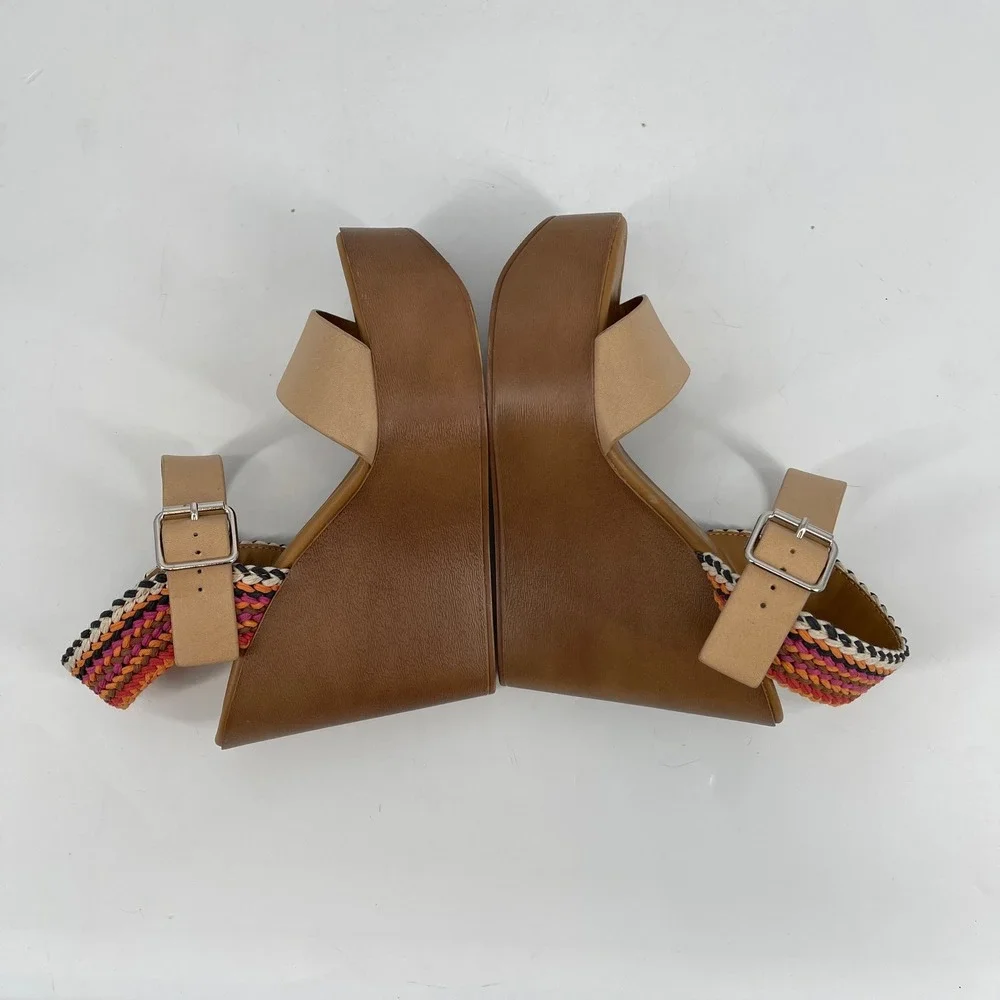 Coconuts by Matisse Womens Tan Weave Ankle Strap‎ Wedge Platform Sandals Size 7M